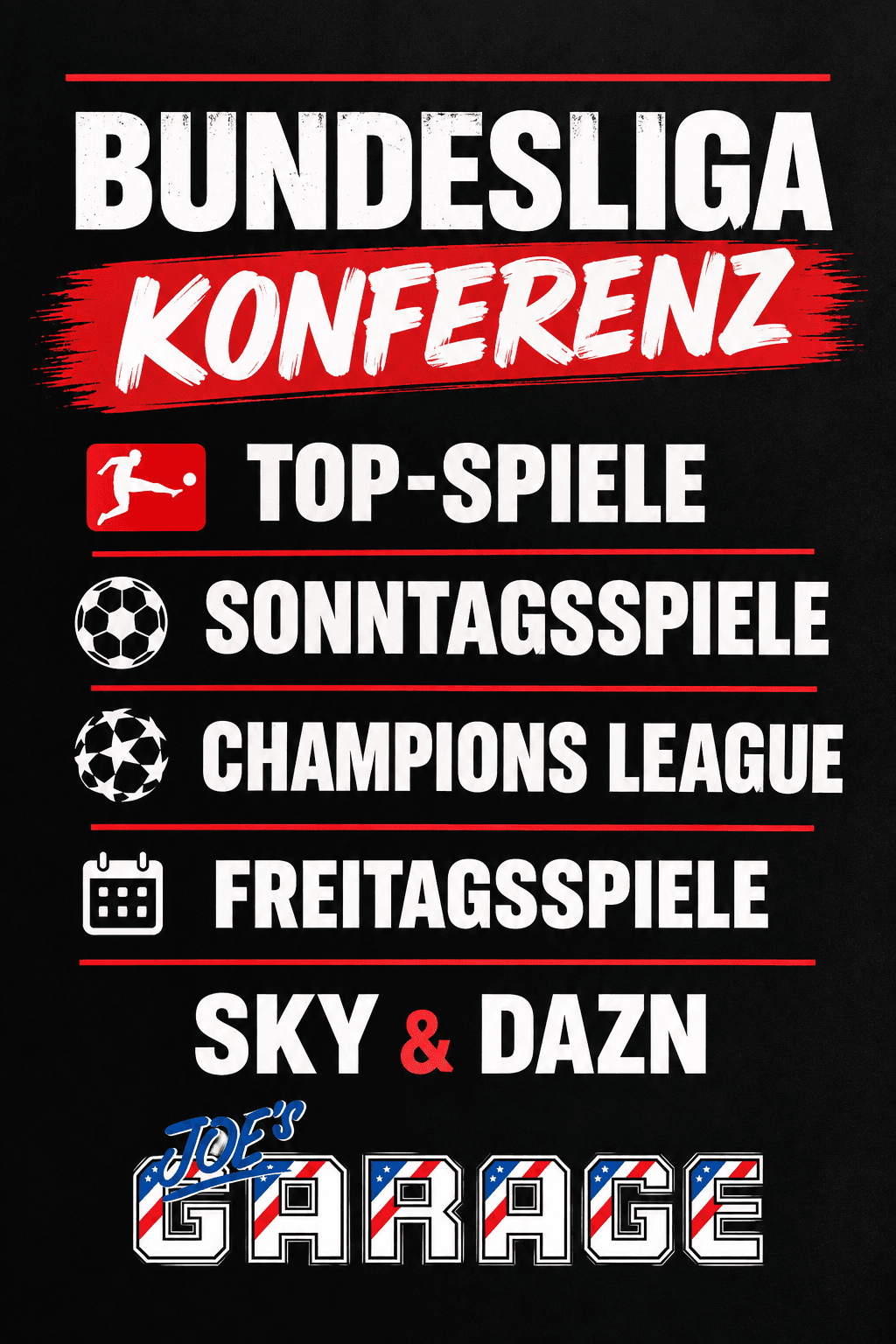 Bundesliga-Konferenz, Top-Spiele und Champions League live bei Joe’s Garage auf Sky und DAZN